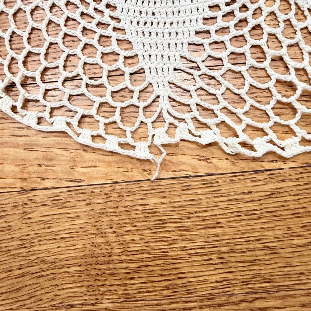 Crochet Doily Lot 24pc White Cream Lace Assorted Shapes Butterfly Floral 1970s
